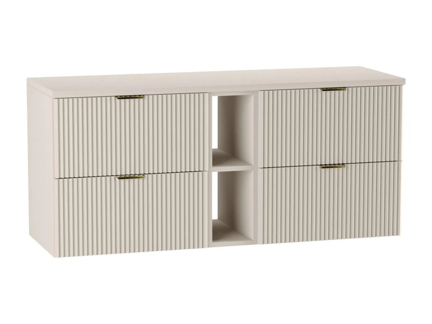 Waschtischunterschrank WENA, mit Regal, geriffelte Fronten, Willy, 140x60x47 cm, Kaschmir