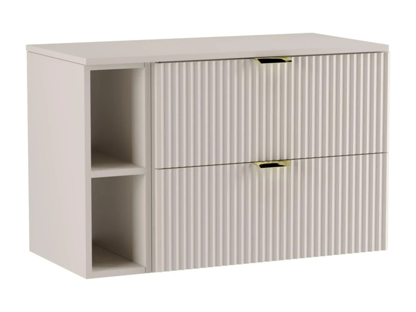 Waschtischunterschrank WENA, mit Regal, geriffelte Fronten, Willy, 100x60x47 cm, Kaschmir