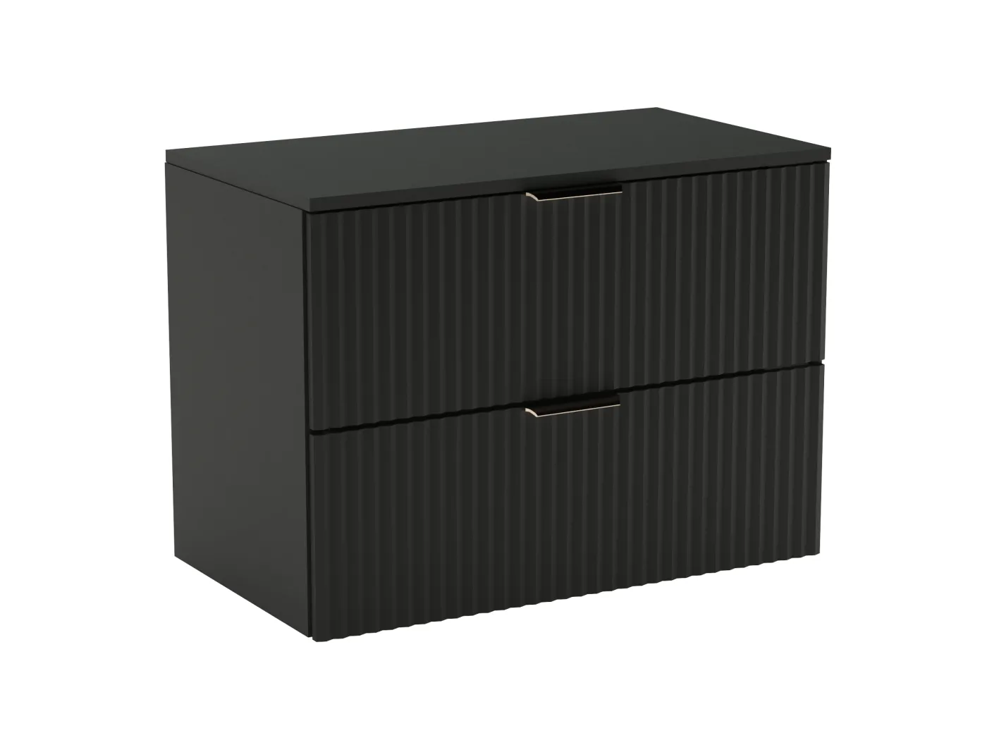 Waschtischunterschrank WENA, geriffelte Fronten, Willy, 80x60x47 cm, Schwarz
