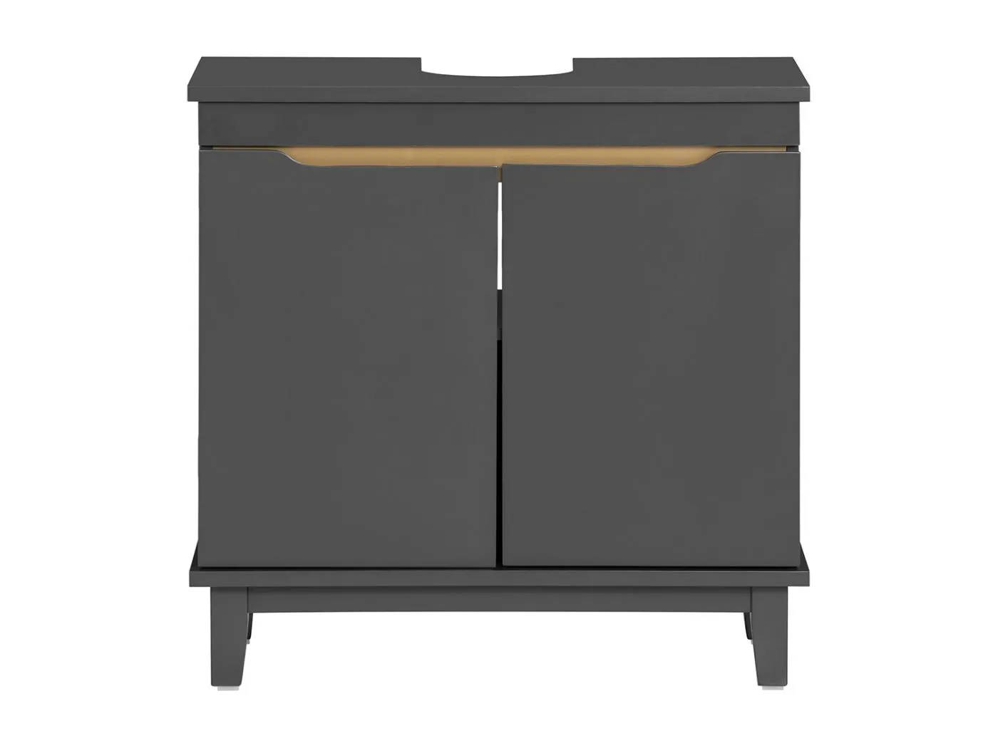 SoBuy BZR113-DG - Waschbeckenschrank mit Türen aus grauem Holz L60cm x B30cm x H58cm