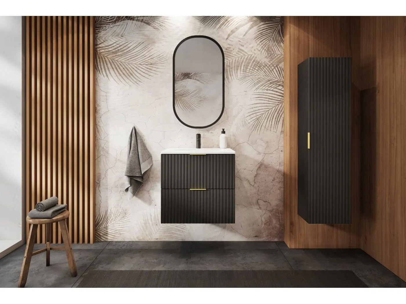 Waschtischunterschrank FLOW/MODERN 60 cm Schwarz