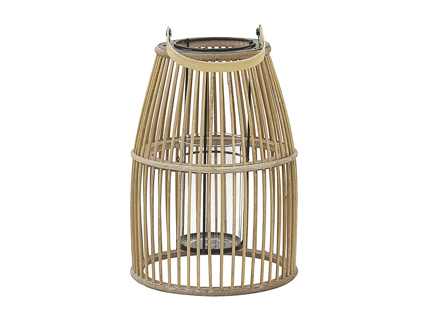 Laterne Holz beige mit Henkel Landhaus Stil Hoste