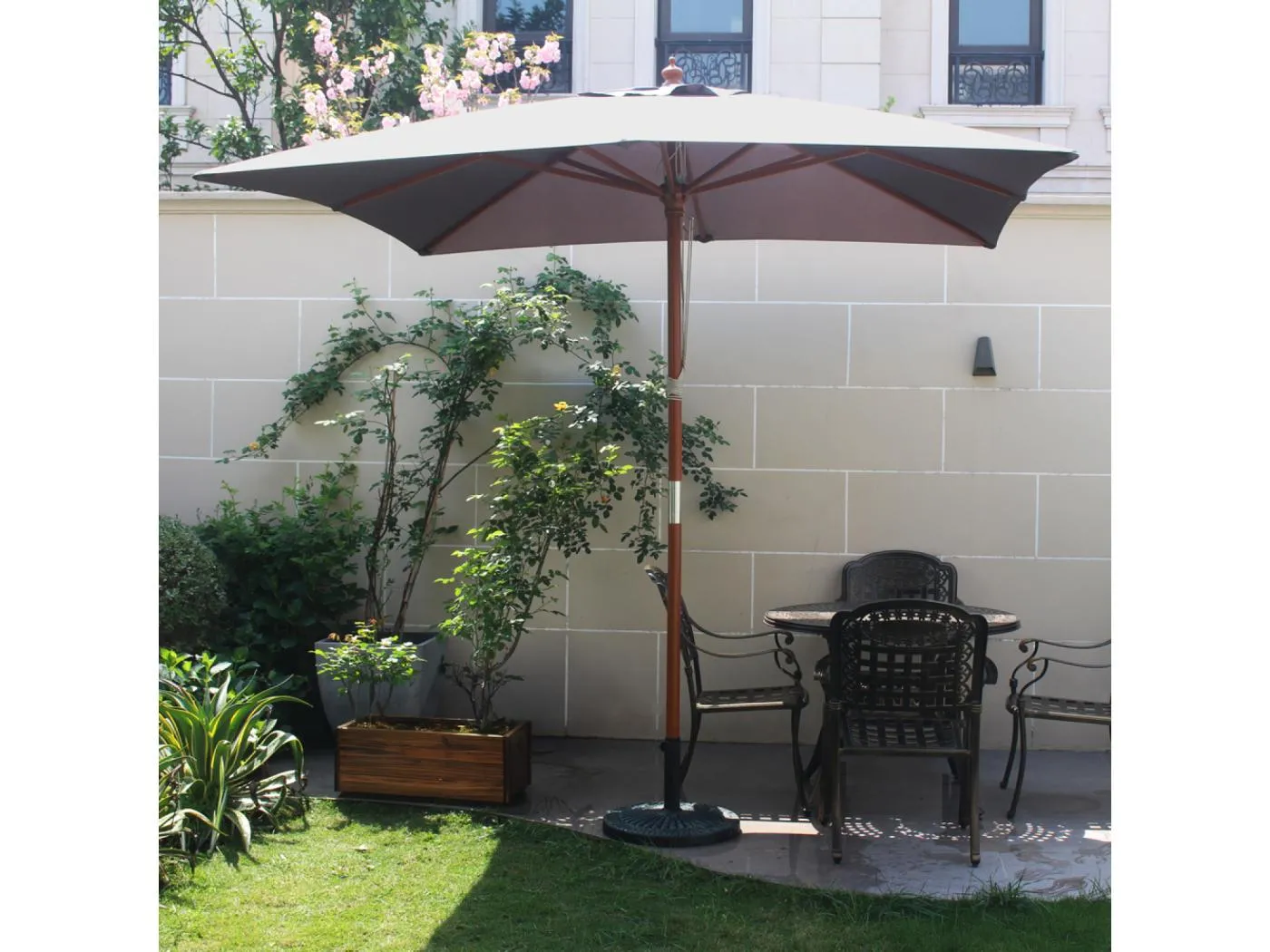 Quadratischer Holzsonnenschirm 250x250 cm grau MATERA