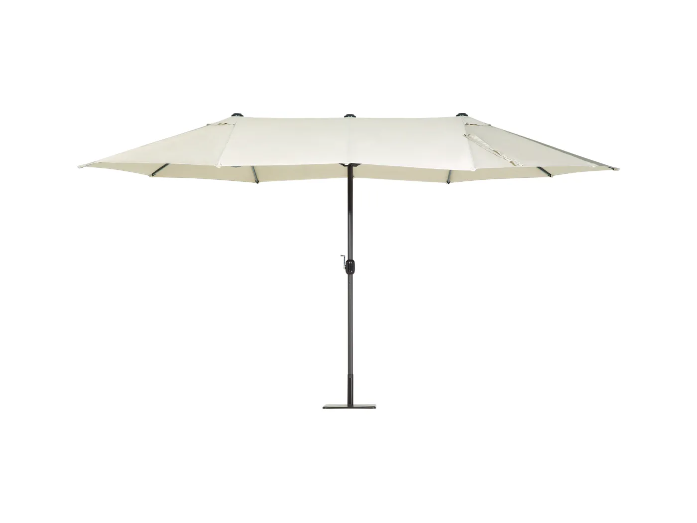 Schöner Doppelsonnenschirm in Beige aus Polyester/Aluminium Oval 270x460x247cm