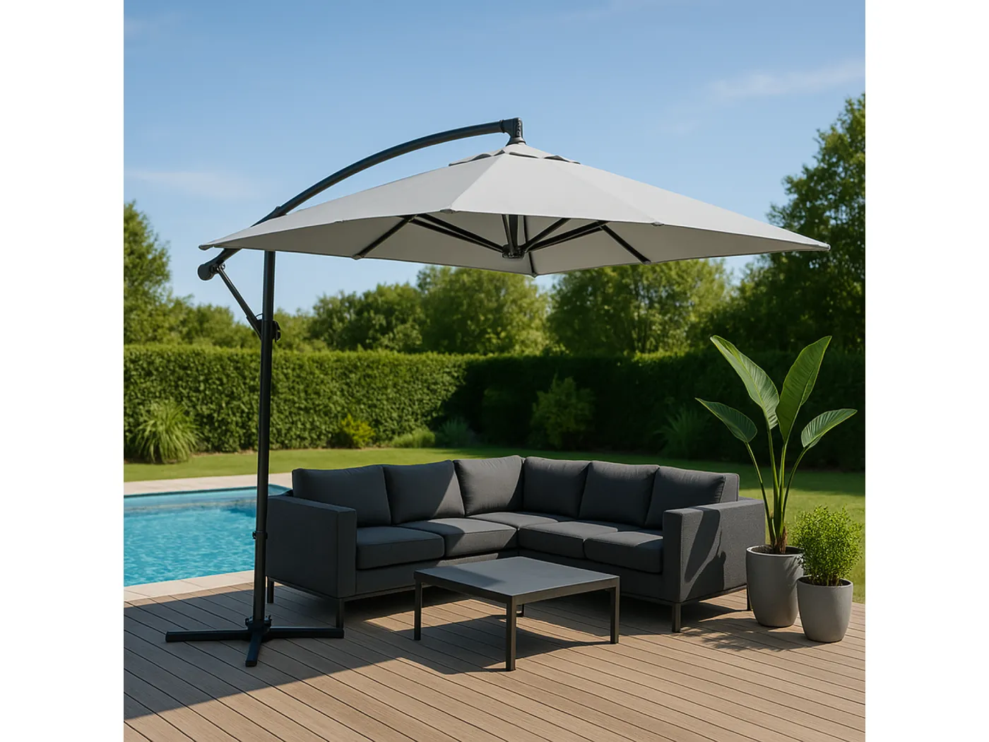 Runder 3m Sonnenschirm in Ecru CAPRI