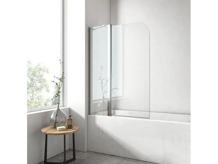 EMKE Faltbare Badewannen-Duschwand aus 6 mm Sicherheitsglas – 100 × 140 cm – Nano-Beschichtung für einfache Reinigung – Modell 3