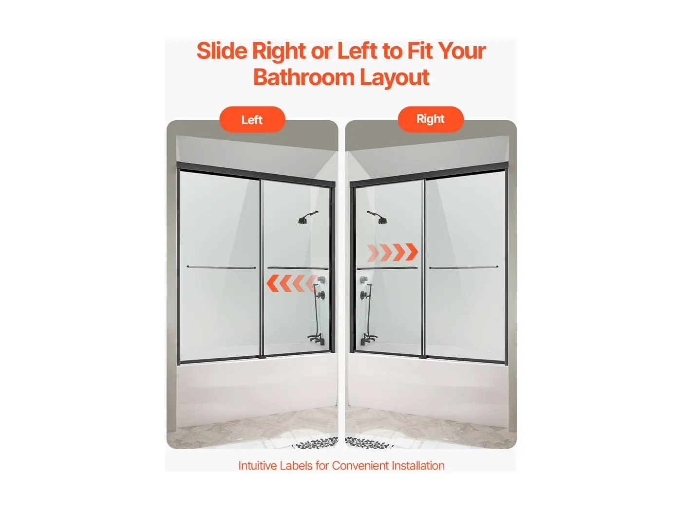 Dusch Tür SucceBuy, Semi-rahmenlose Badewannen Tür, 127-152 cm B x 152 cm H, Schwarz fürs Badezimmer