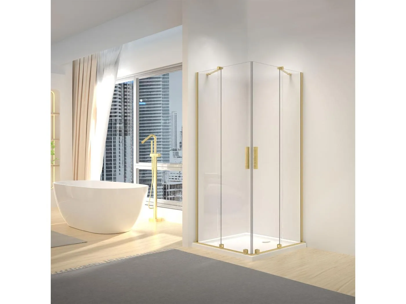 Duschkabine Rea Montana 90X90 Brush Gold