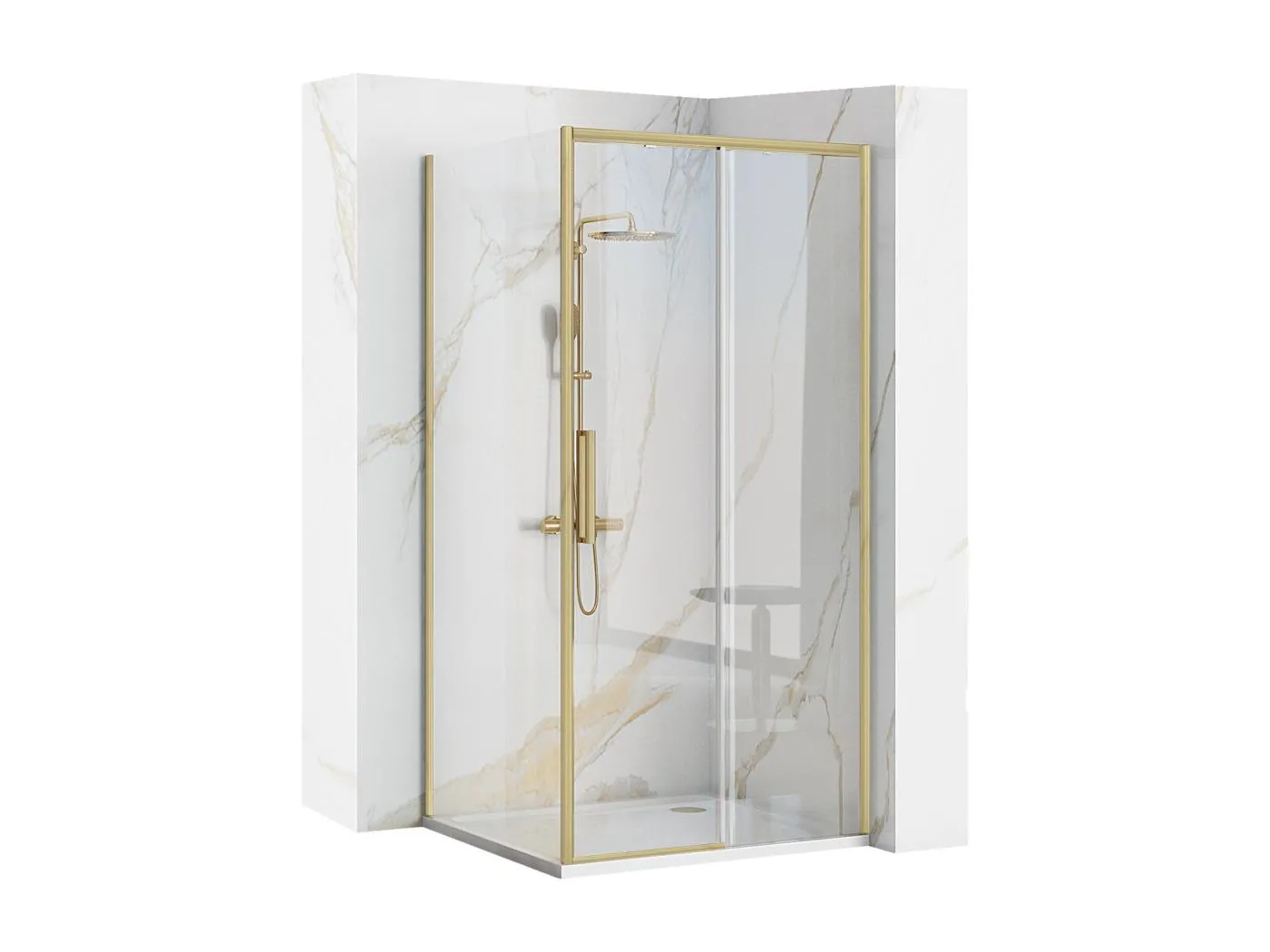 Duschkabine Rea Rapid Slide 120X90 Brush Gold