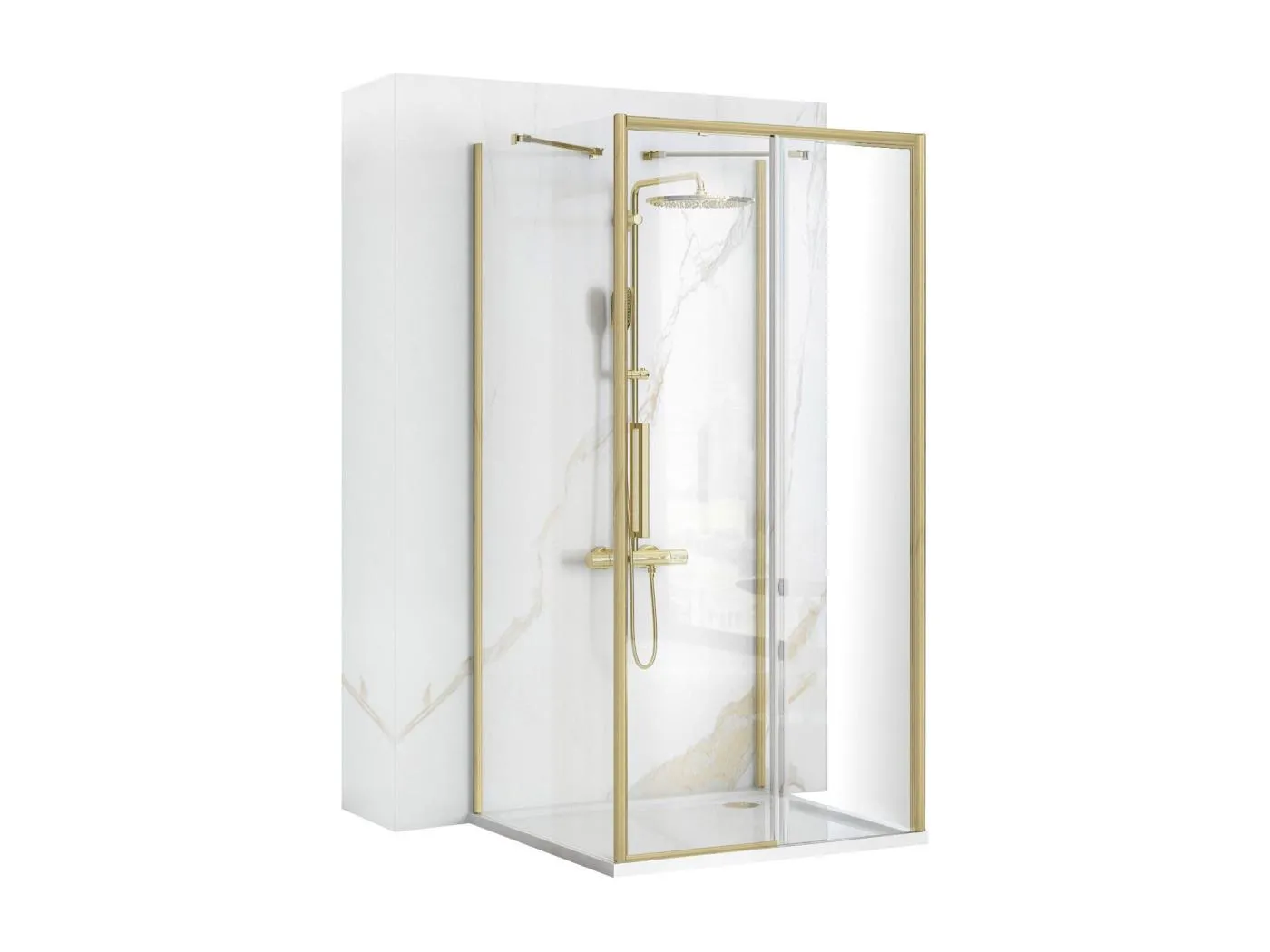 Duschkabine Rea Rapid Slide 100X100 Brush Gold