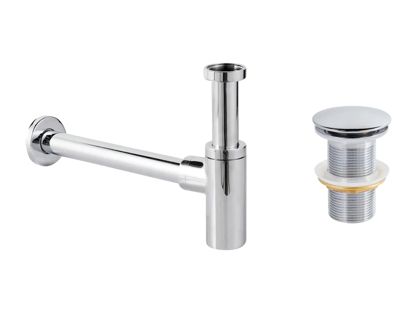 Waschtischsiphon mit Klick-Klack silber MAFREDI