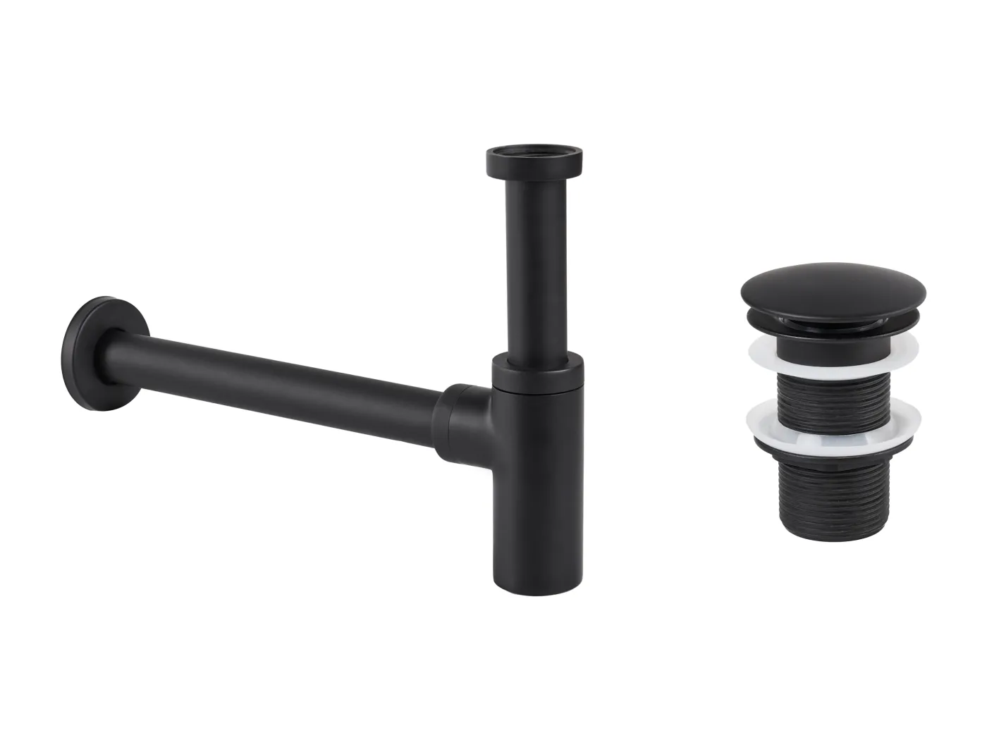 Waschtischsiphon mit Klick-Klack schwarz MAFREDI