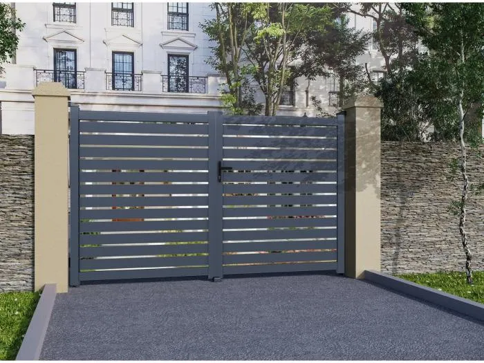 Halb offenes Aluminiumtor "Julien" 300 x 120 cm Grau