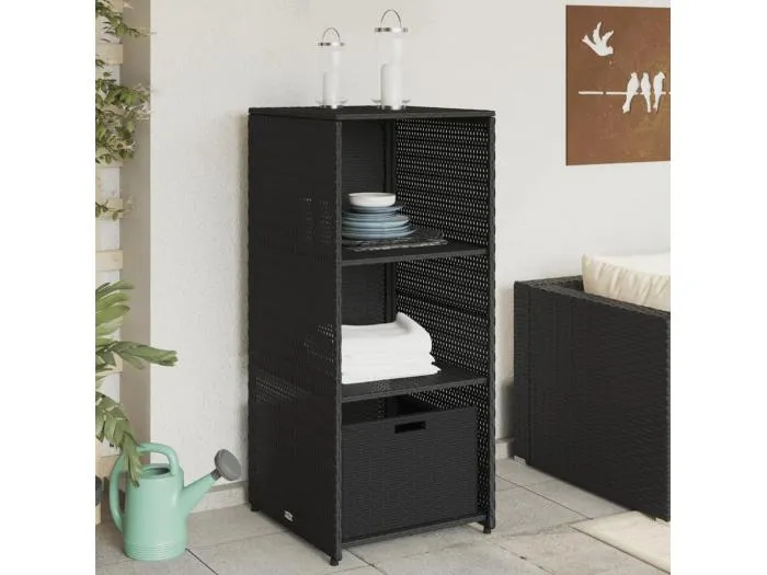 Gartenschrank Schwarz 50x55x115 cm Poly Rattan