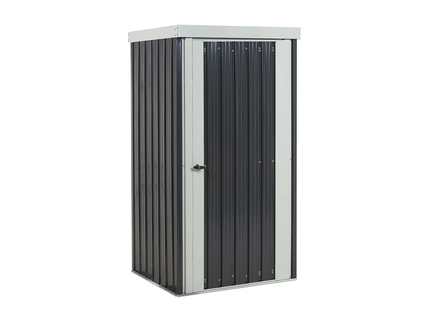 Gerätehaus Metall grau mit Pultdach Tür integrierter Dachrinne Modern Umbria