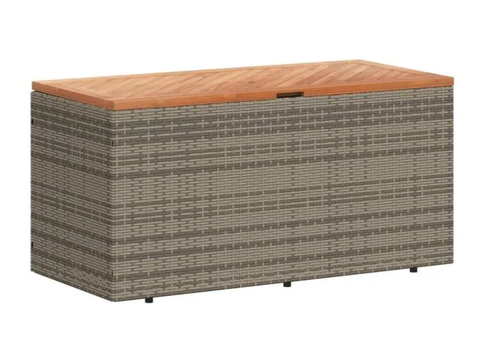 Marly  Gartentruhe Grau 110x50x54 cm Poly Rattan Akazienholz