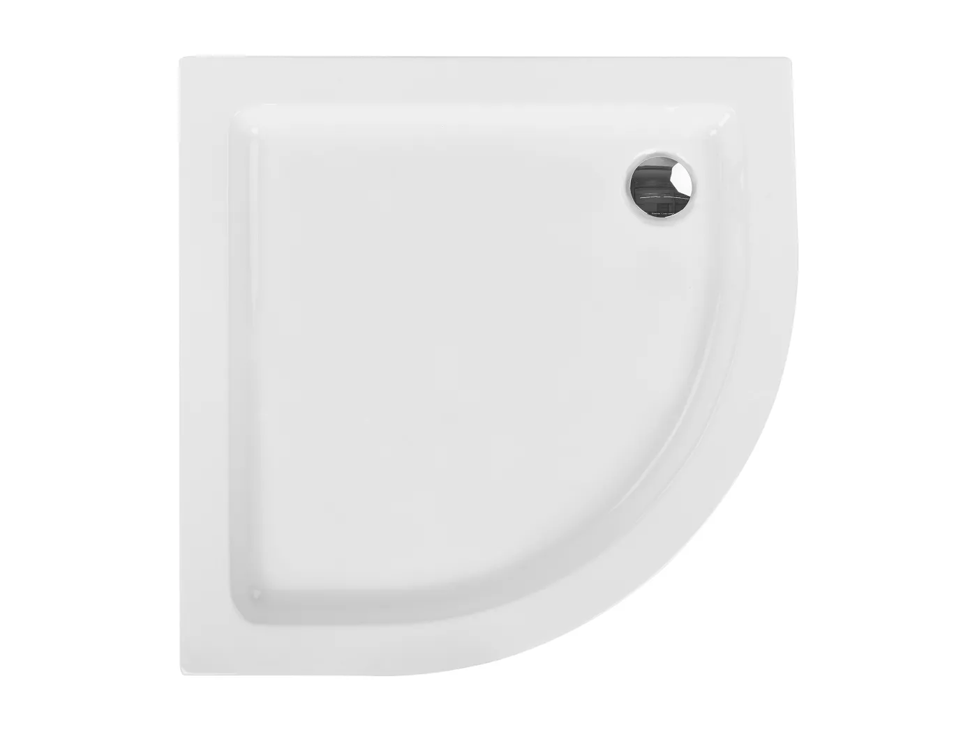 ABS Duschwanne weiß halbrund 80x80 cm mit Schürze Abfluss Rand 7 cm hoch Aliso