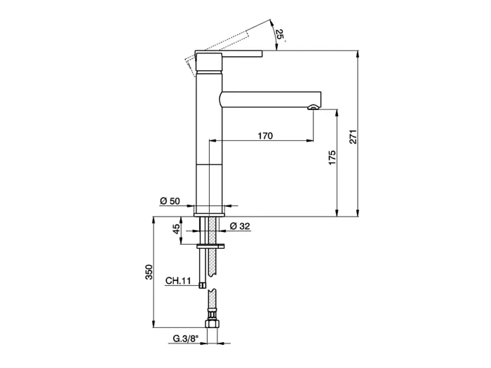 Tratto Mittlerer Waschtischmischer Chrom Essebagno