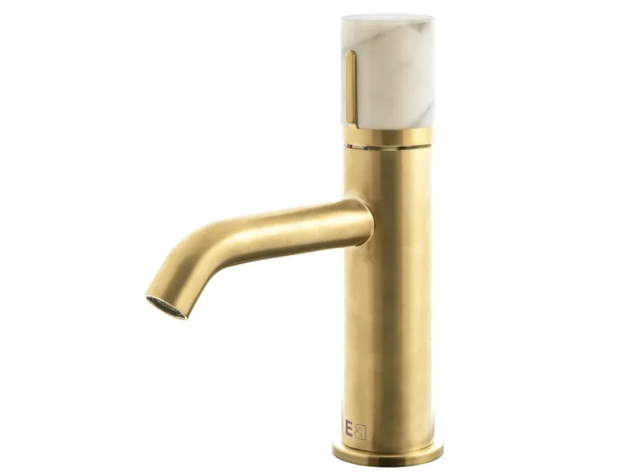 Manopola Waschtischmischer, niedrig, gebürstetes Gold oder Marmor. Essebagno