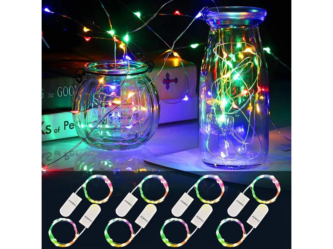 NETTLIFE LED-Lichterkette, 8er-Pack, 2 m, 20 LEDs, batteriebetrieben, Lichterkette, Weihnachtsdekoration