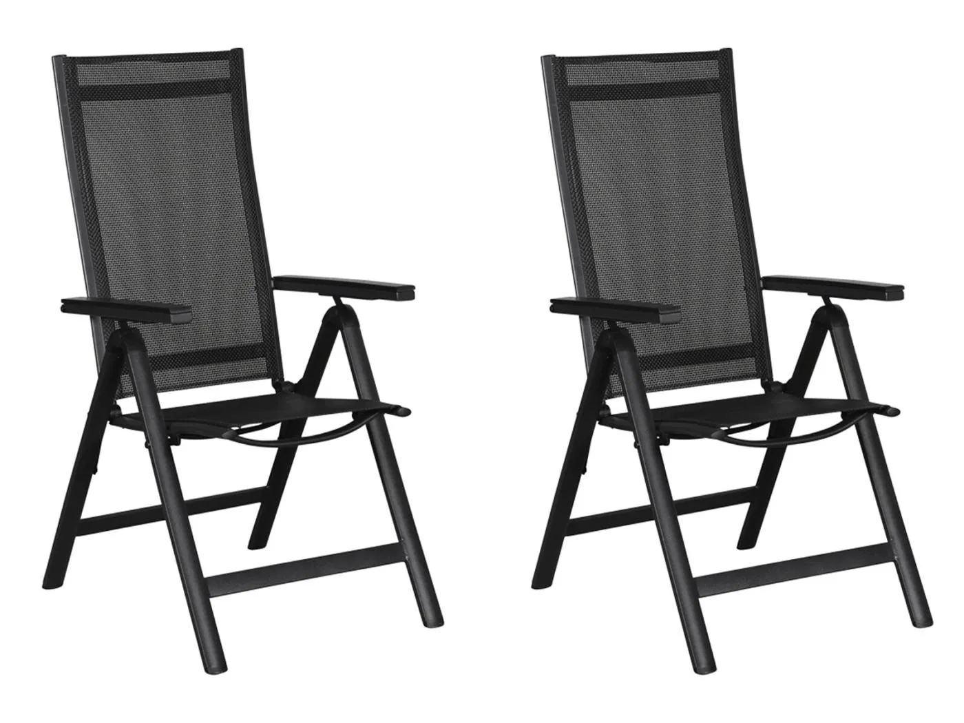 Kenny 2 x Gartenstuhl, justierbarer Rücken, 6 Positionen schwarz/schwarz.