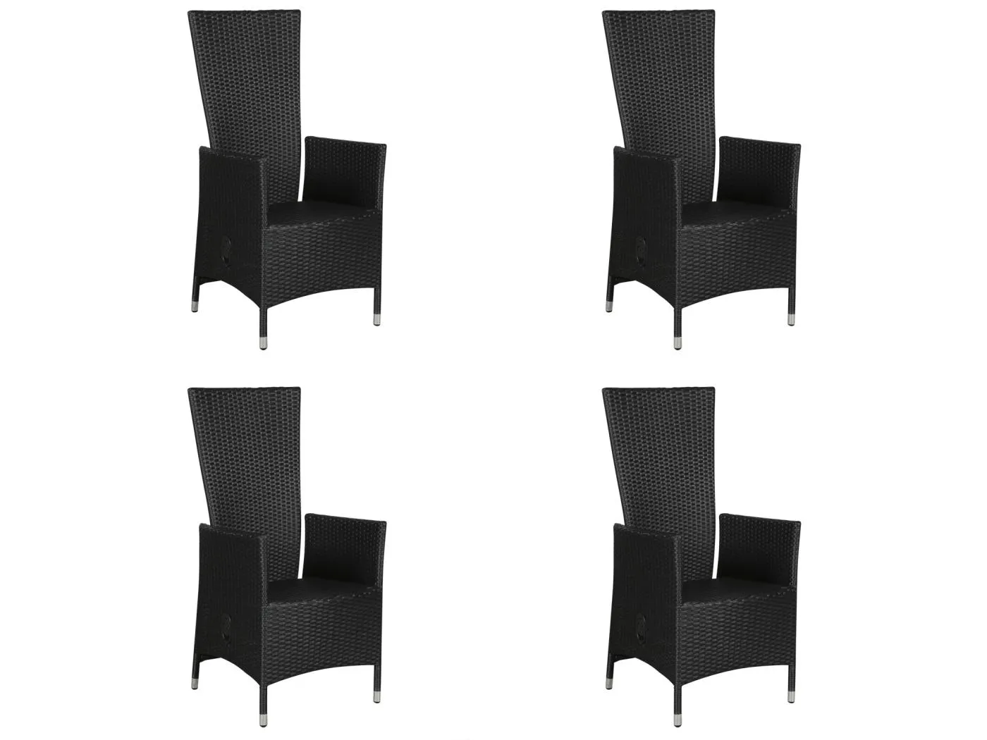 Joops 4 x Gartenstuhl, mit Pumpe und stufenloser Einstellung im Rücken, schwarz.