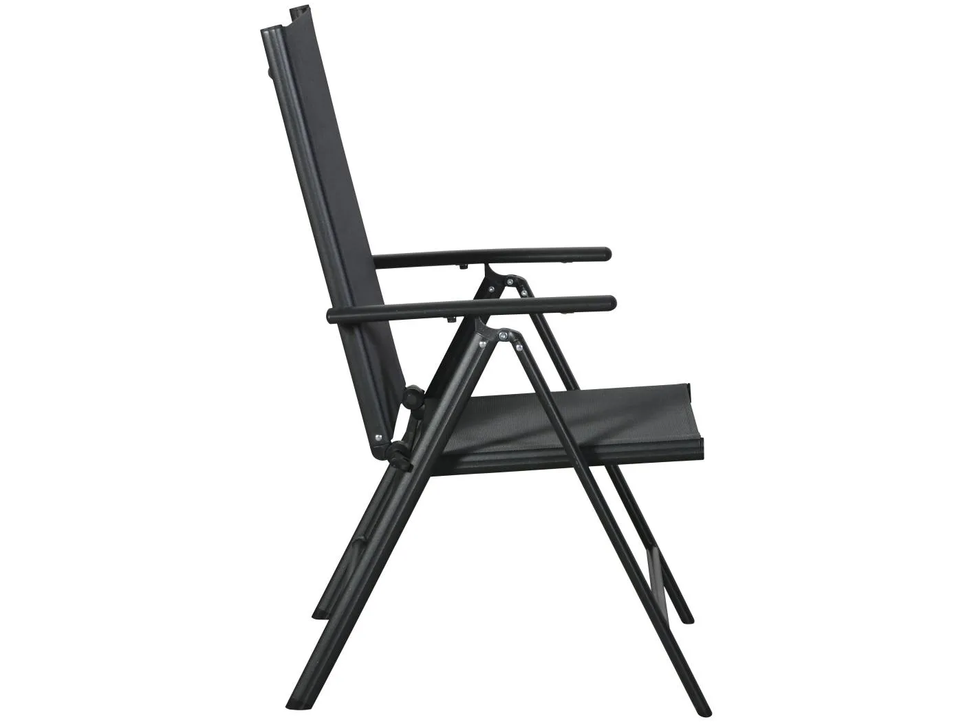 Kelly 1 x Gartenstuhl, justierbarer Rücken, 7 Positionen schwarz/grau.