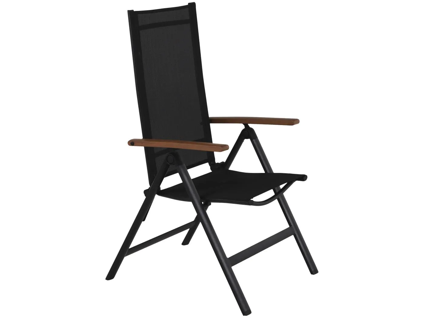 Lamira Gartenstuhl Positionsstuhl, schwarz und teak Armlehnen.