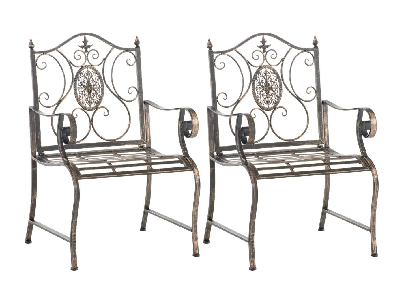 2er Set Gartenstuhl - Metall - bronze - Punjab