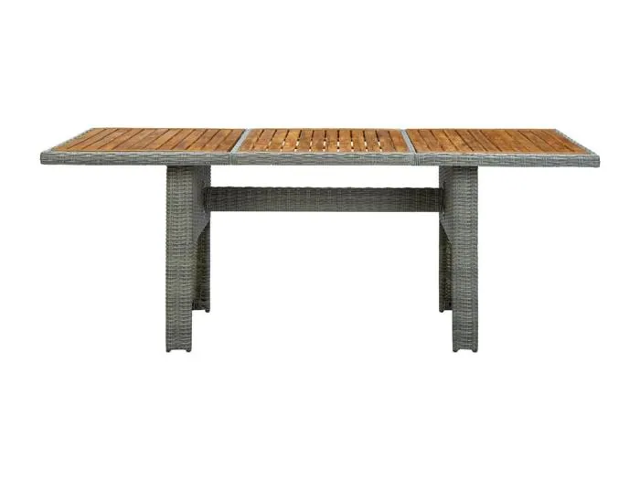 Paul-Alexandre  Gartentisch Hellgrau Poly Rattan und Akazie Massivholz