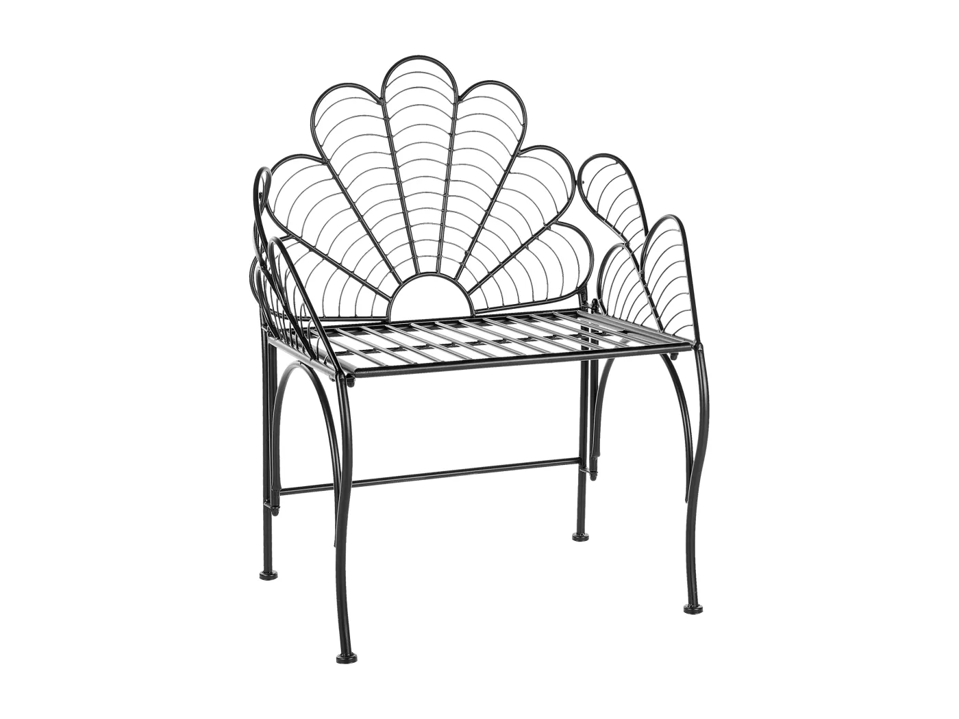 Gartenstuhl aus Metall schwarz pulverbeschichtet Blumenform Retro Stil Liguria