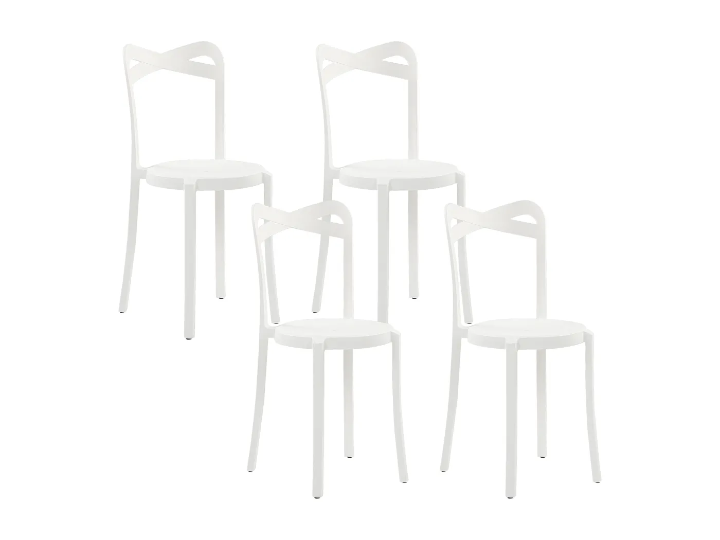 Esszimmerstuhl 4er Set Weiß Kunststoff Modern Innen- und Außenbereich Camogli
