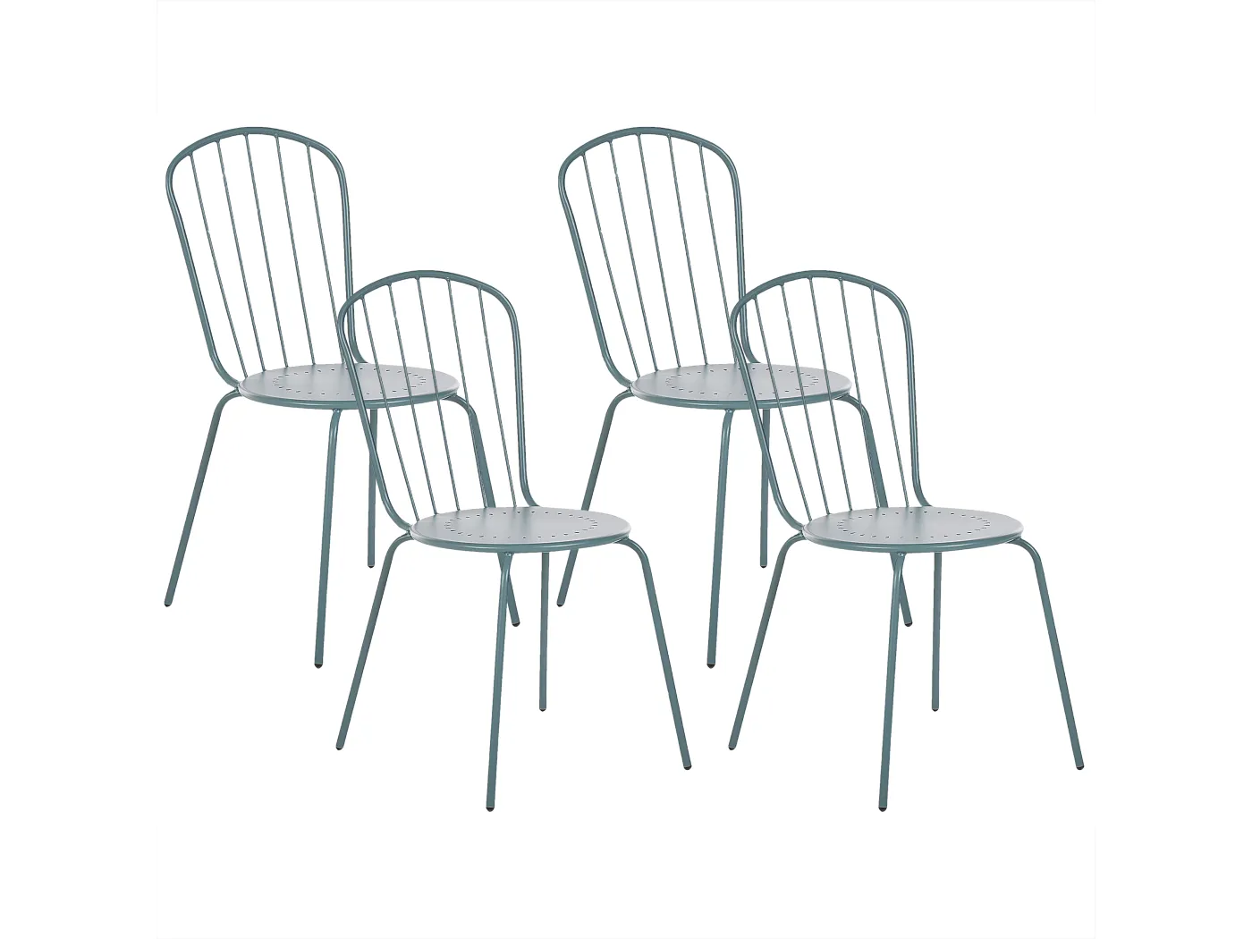 Elegantes Set bestehend aus 4 Gartenstühlen in Hellblau Metall Calvi