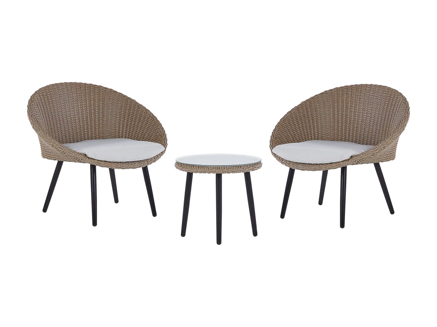 Gartenmöbel Set natürlich Rattan für 2 Personen mit Auflagen hellbeige Ortigia