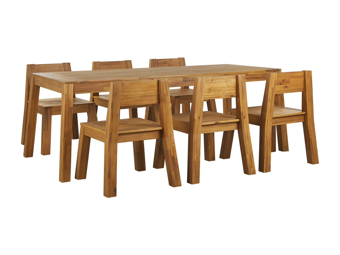 Gartenmöbel Set Akazienholz hellbraun Esstisch 210x90 cm mit 6 Stühlen Livorno