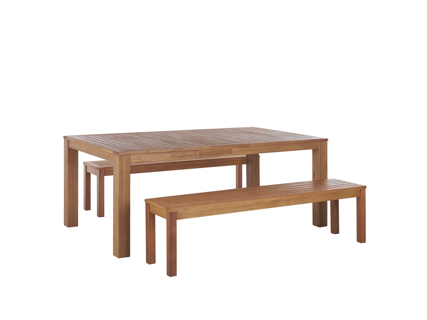 Gartenmöbel Set Eukalyptusholz hellbraun Esstisch 190 x 105 cm mit 2 Bänken Monsano