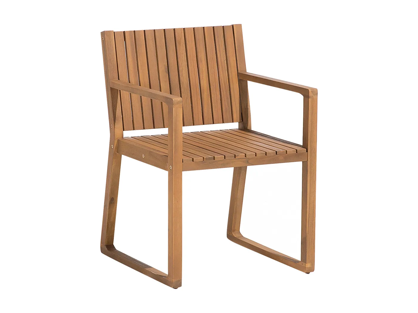 Gartenstuhl mit Armlehnen Akazienholz hellbraun Lamellenoptik rustikal Sassari