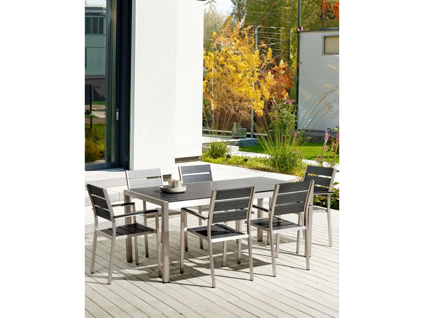 Gartenstuhl 6er Set schwarz / silber Modern Design stapelbar Vernio