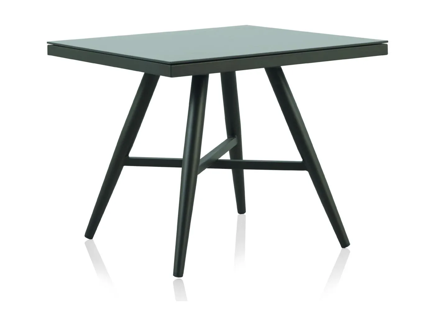 Dunkelbrauner Aluminiumtisch mit Glas in Steinoptik