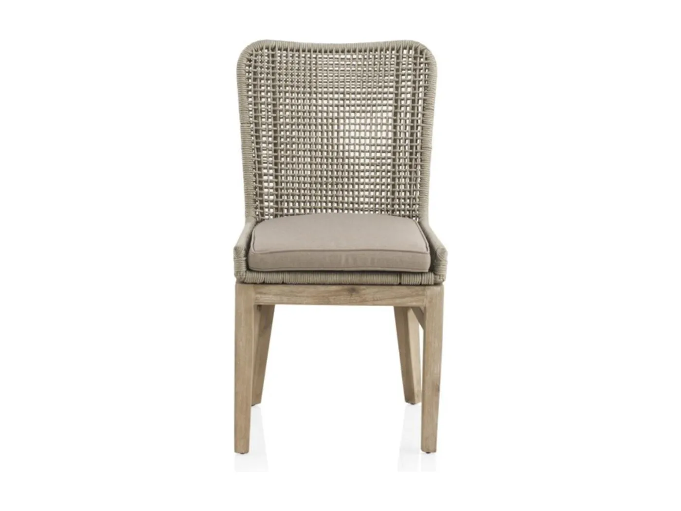 4er Set Stühle aus Akazienholz und Seilgeflecht taupefarb