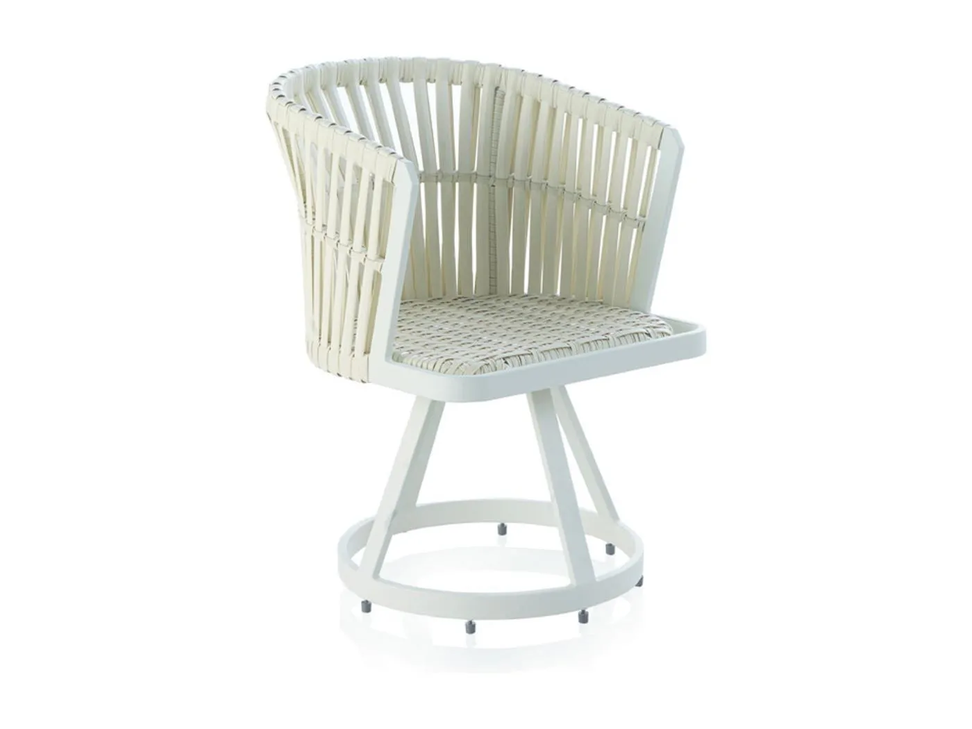 4er Set Sesseln mit rundem Fuß aus Aluminium und Fasern