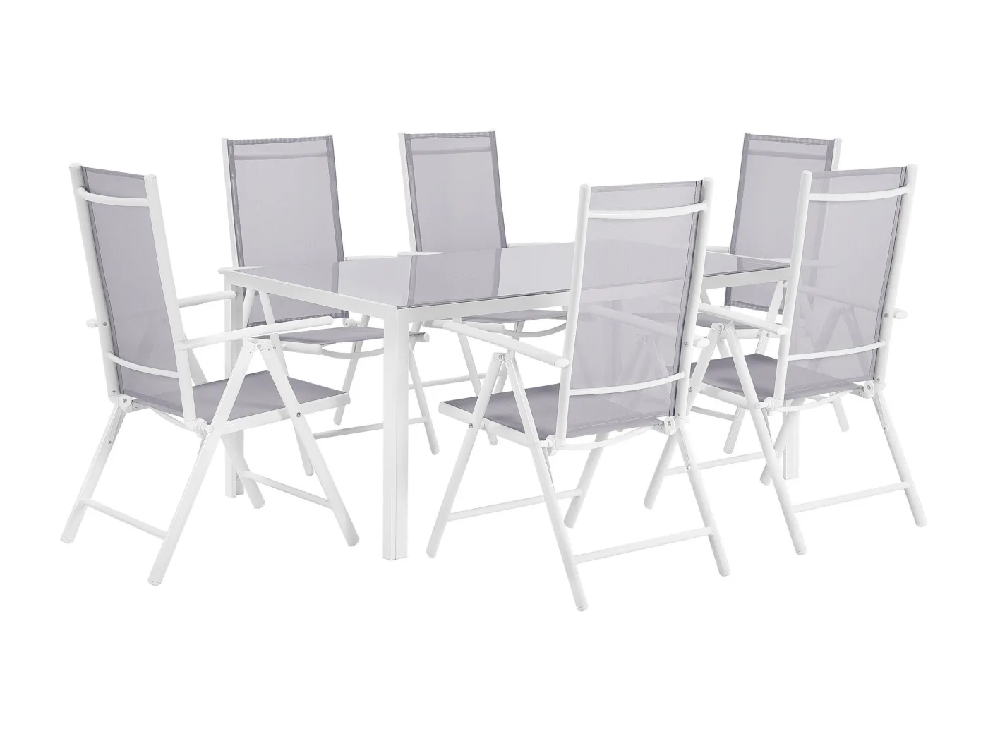 Modernes Gartenmöbel Set in Grau Tisch und 6 Stühle Aluminium Polyester Prato