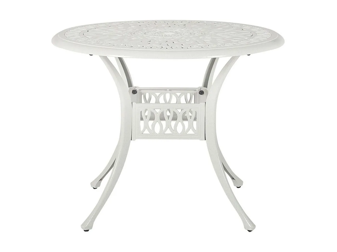 Französischer Balkontisch Aluminium creme weiß rund ø90 cm mit Schirmloch Ancona