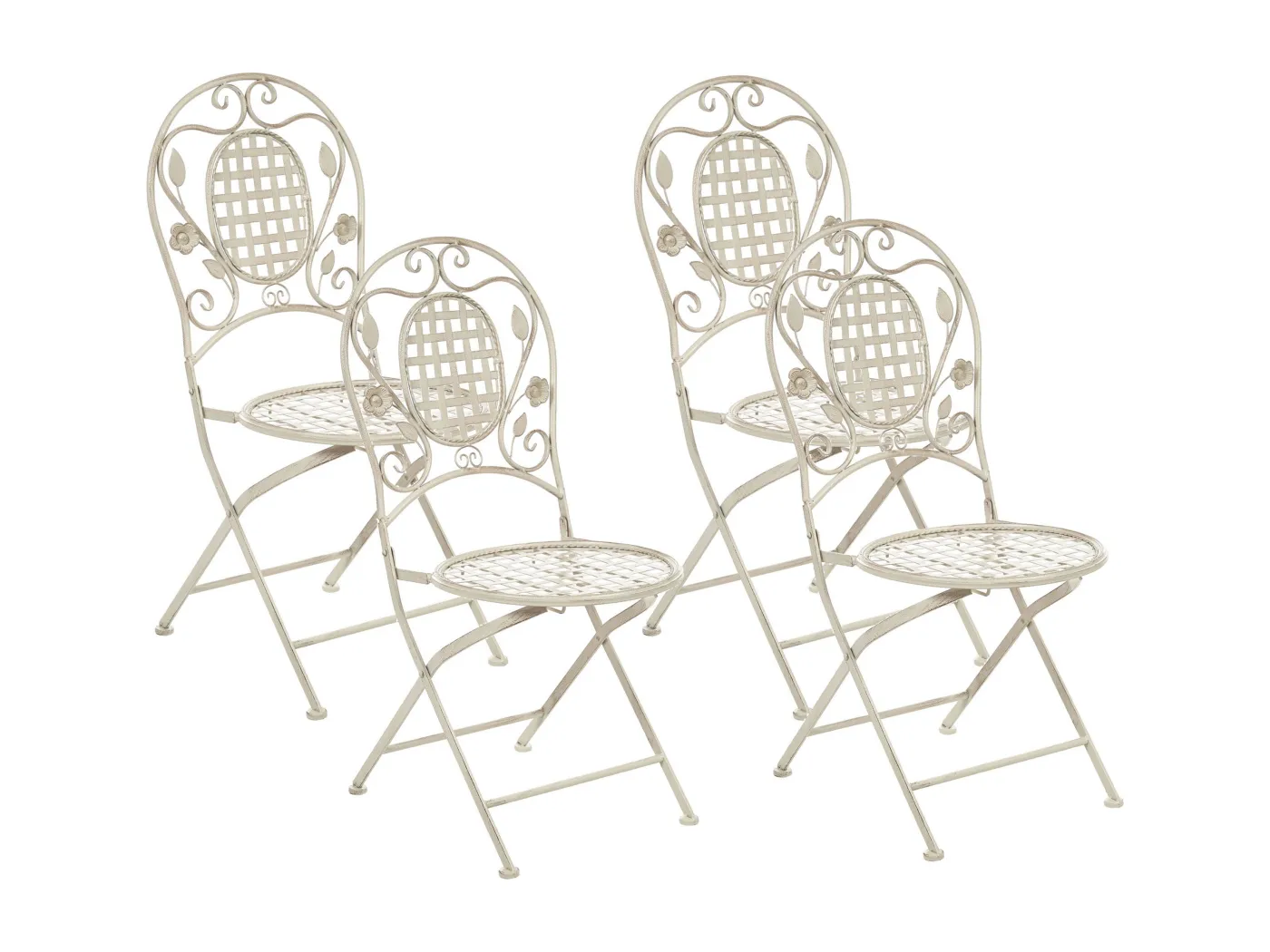 Stilvolles Gartenstuhl Set 4er Set Metall cremeweiß zusammenklappbar Bivio