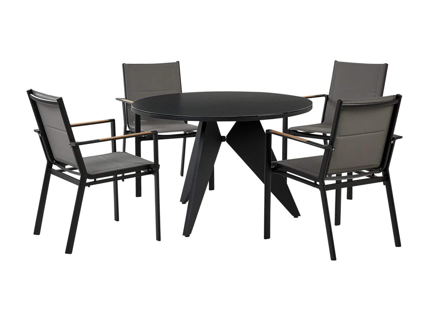 Gartenset Aluminium Tisch ⌀ 110 cm mit 4 Stühlen Stoffbezug grau Olmetto/Busseto