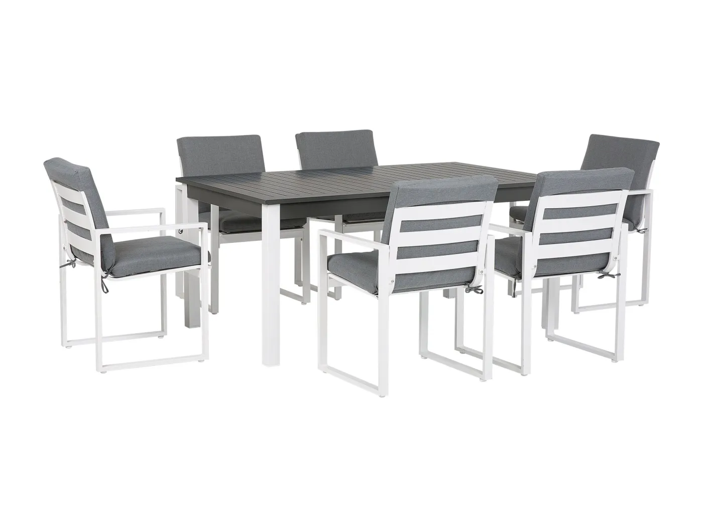 Modernes Gartenmöbel Set Aluminium mit 6 Stühlen grau / weiß Pancole