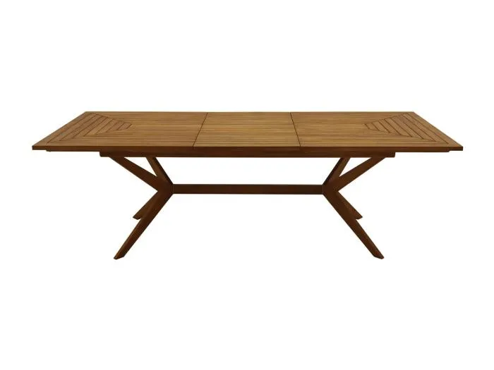 Ausziehbarer Gartentisch mit integrierter Verlängerung aus Massivholz B180-240 cm SANTO