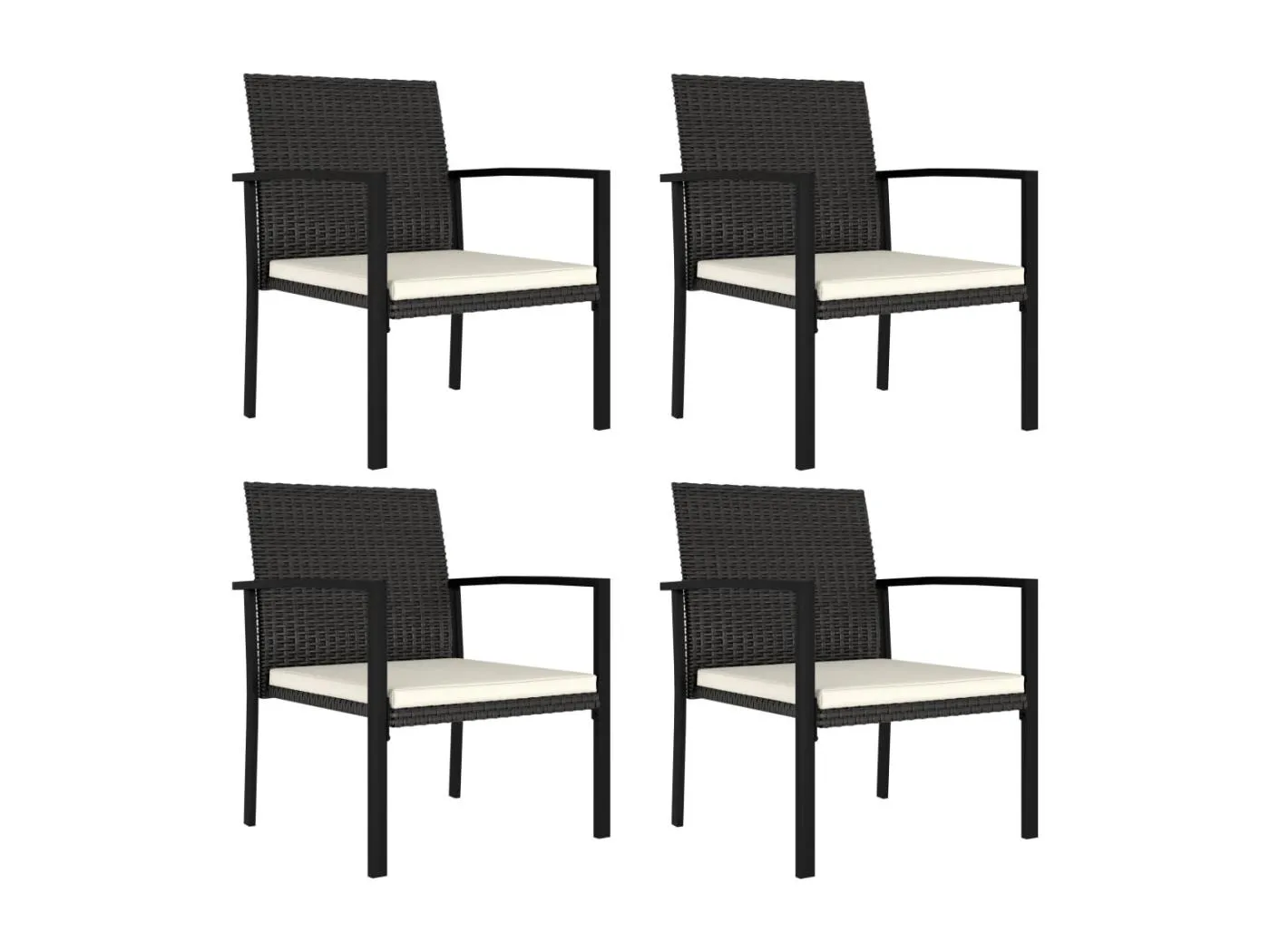 Garten-Essstühle 4 Stk. Poly Rattan Schwarz