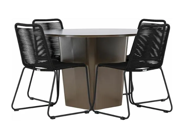 SantaFeLindos Gartenset 1 Esstisch, 4 Stühle braun.