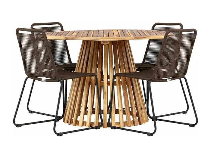 LumpurLindos Gartenset 1 Esstisch, 4 Stühle natur.